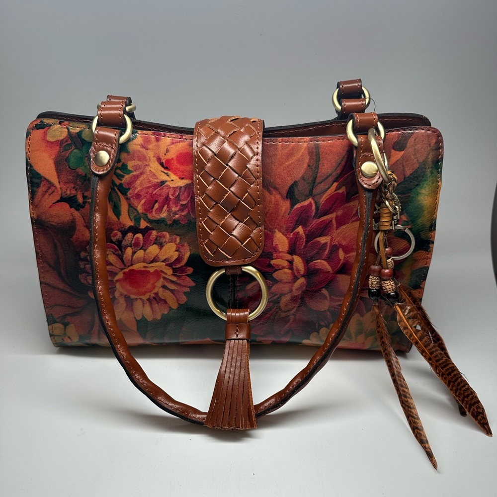 NWT Patricia Nash NWT Floral Leather Satchel Handbag